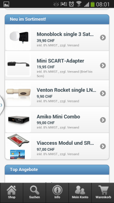 Mobile Webseite Ansicht Neue Produkte, Top Produkte