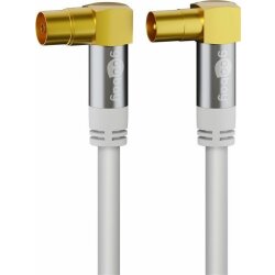 TV Antennenkabel (135 dB typ), 4x geschirmt, vergoldet, gewinkelt weiss 5 Meter