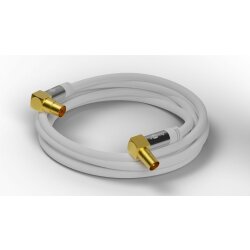 TV Antennenkabel (135 dB typ), 4x geschirmt, vergoldet, gewinkelt weiss 5 Meter