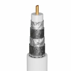 TV Antennenkabel (135 dB typ), 4x geschirmt, vergoldet, gewinkelt weiss 5 Meter
