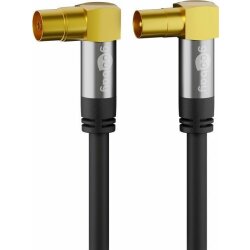 TV Antennenkabel (135 dB typ), 4x geschirmt, vergoldet, gewinkelt schwarz 5 Meter
