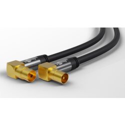 TV Antennenkabel (135 dB typ), 4x geschirmt, vergoldet, gewinkelt schwarz 5 Meter