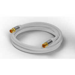 TV Antennenkabel (135 dB typ), 4x geschirmt, vergoldet weiss 2 Meter