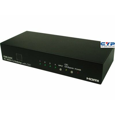 4x1 HDMI Switcher 4 by 1 V1.3 mit CEC, RS232 und Fernbedienung (CLUX-C41)