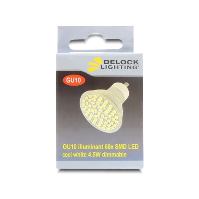 Delock Lighting GU10 LED Leuchtmittel 4,5 W warmweiß 60 x SMD dimmbar