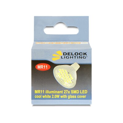 Delock Lighting MR11 LED Leuchtmittel 2,0 W kaltwei 27 x SMD Glasabdeckung
