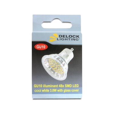 Delock Lighting GU10 LED illuminant 3.0 W cool white 48 x SMD glass cover