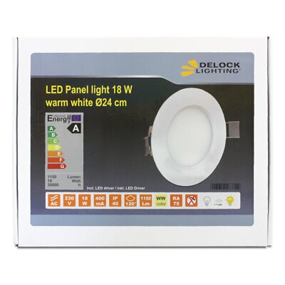 L LED Panel rund weiß 18W ww 180x SMD LED Ø 24cm