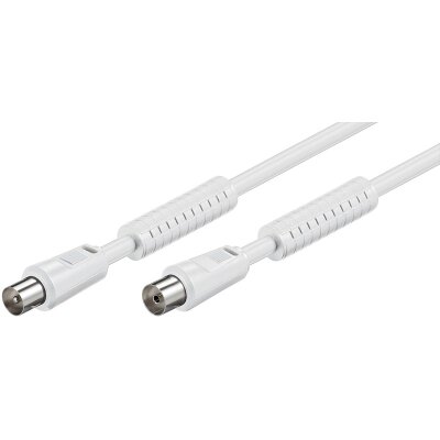 antenna cable with ferrite core, (100 % shielded) white 1.50m
